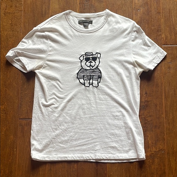 French Connection White Short Sleeve Tee T Shirt Dog Size Medium M 100% Cotton - Picture 1 of 5